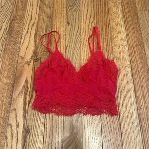 Red lacey Aerie bralette tank top xs